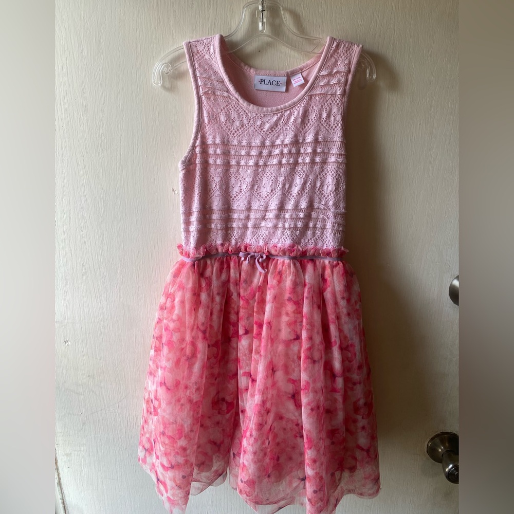 Place Pink Pleated Sundress- girls size medium 7/8